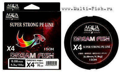 Шнур плетеный Aqua Marine DREAM FISH X4 150м, 0,08мм, 4,3кг зеленая