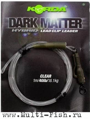Готовый монтаж Korda Dark Matter Leader Hybrid Lead Clip Clear тест 40lb, 1м