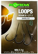 Поводок готовый Korda Loop Rigs Krank Barbless тест 18lb, крючок безбородый №4