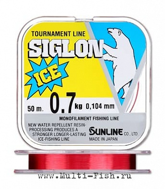 Зимняя леска Sunline Siglon ICE FISHING 50м, 0.128мм, #0.6, красная 