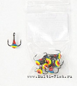 Крючок-тройник для приманок Lucky John с каплей цветной размер 010/14