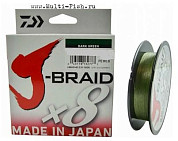 Леска плетеная DAIWA J-BRAID X8 300м, 0.20мм, 13кг DARK GREEN