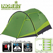 Палатка кемпинговая 4-х местная Norfin RUDD 3+1 NF