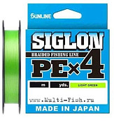 Леска плетеная SUNLINE SIGLON PEх4 300м, 0,223мм, 13кг, #1.7, 30LB Light Green