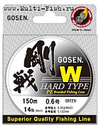 Шнур плетеный Gosen W 4 braid Hard Type 150м Moss Green, 0,216мм, #1.5, 14кг