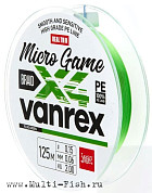 Леска плетеная Lucky John Vanrex MICRO GAME х4 BRAID 125м, 0,10мм, 3,4кг Fluo Green 