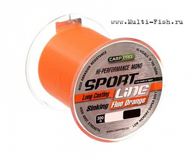 Леска карповая CARP PRO Sport Line Fluo Orange 300м, 0,265мм, 4,7кг