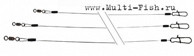 Поводки Lucky John Pro Series титановые с вертлюжком и застежкой диаметр 0,40мм, 20кг, 20см, 2шт.