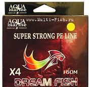 Шнур плетеный Aqua Marine Dream Fish X4 150м, 0.10мм, 5.3кг желтая