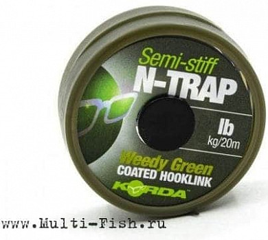 Поводковый материал Korda N-Trap Semi-stiff Weedy Green 20м, 15lb