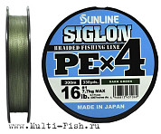 Леска плетеная SUNLINE SIGLON PEх4 300м, 0,165мм, 7,7кг, #1, 16LB Dark Green