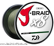 Леска плетеная DAIWA J-BRAID X8 3000м, 0.35мм, 36кг DARK GREEN