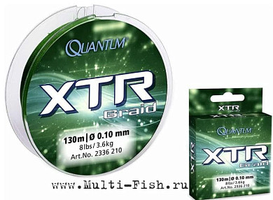 Плетёнка Quantum XTR Braid 130м, 0,10мм 3,6кг зеленая