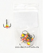 Крючок-тройник для приманок Lucky John с каплей цветной размер 012/05