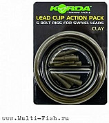 Клипса безопасная Korda Lead Clip Action Pack Clay набор