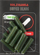 Удлиненный отбойник Volzhanka Buffer Beads, цвет Trasn Green 25мм, 10шт.