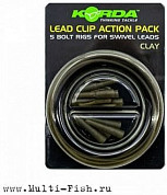 Клипса безопасная Korda Lead Clip Action Pack Silt набор