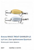 Блесна для форели Quantum 4,5gr 4 cm Magic Trout Gambler золото+серебро 2шт с тройником