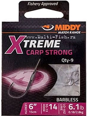 Поводки готовые MIDDY Xtreme 93-13 Carp Strong №10, 0.20мм, 15см, 9шт.