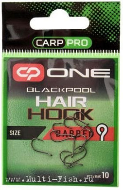 Крючки CARP PRO Black Nickel Blackpool Hair Hook Ringed №10, 10шт.