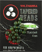 Бусина с конусным отверстием Volzhanka Tapered Beads, цвет Trans Green 4мм, 20шт.