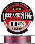 Леска плетеная (шнур)  DEEP ONE 8HG 200M #1/16lb/0,165mm/7,5kg (Многоцветная)