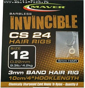 Готовые поводки Maver Invincible CS24 Banded Hair Rigs №12, 0.22мм, 10см