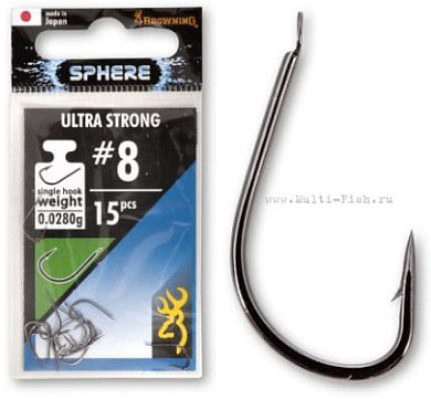 Крючки Browning SPHERE Ultra Strong чёрный никель №12, 15шт., 0,018гр.