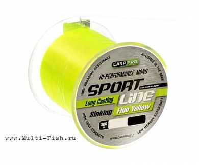 Леска карповая CARP PRO Sport Line Fluo Yellow 300м, 0,335мм, 7,8кг