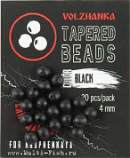 Бусина с конусным отверстием Volzhanka Tapered Beads, цвет Black 4мм, 20шт.