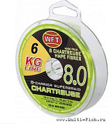 Леска плетеная WFT KG x8 Chartreuse 150м, 0,16мм, 22кг