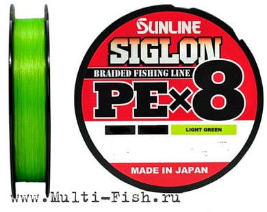 Леска плетеная Sunline SIGLON PEx8 150м, 0,104мм, 2,9кг, #0.4, 6LB Light Green
