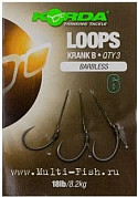 Поводок готовый Korda Loop Rigs Krank Barbless тест 18lb, крючок безбородый №6