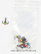 Крючок-тройник для приманок Lucky John с каплей цветной размер 014/14