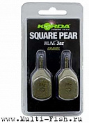 Грузило KORDA Square Pear Inline Blister Gravel 4,0oz, 112гр.
