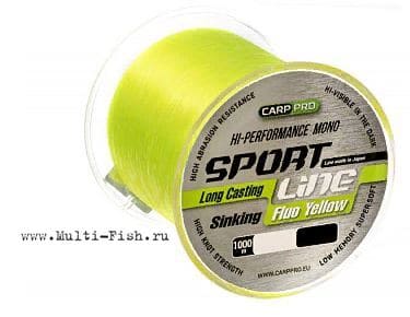 Леска CARP PRO Sport Line Fluo Yellow 1000м, 0,310мм
