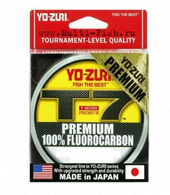 Леска флюорокарбоновая Yo-zuri T7 PREMIUM 200Y 182,9м, 0,435мм, 11,4кг R1420-CL