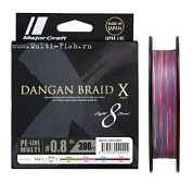Шнур плетеный Major Craft DANGAN BRAID X DBX8 300м, 0,37мм, #5 мультиколор