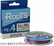 Шнур плетеный Gosen ROOTS PE X4 Multi Color 200м, 0,205мм, #1.5