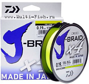 Леска плетеная DAIWA J-BRAID X4 135м, 0.19мм, 10,2кг YELLOW