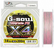 Леска плетеная (шнур) YGK G-SOUL X4 UPGRADE 150m #0.6 серая с розовыми маркерами
