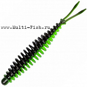 Мягкая приманка Quantum Magic Trout T-worm V-tail неон зелёный\чёрный с запахом сыра 1,5гр 6,5см 6 шт