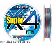 Шнур плетеный PE Duel HARDCORE Super X4 5color 200м, 0,15мм, #0,8, 14Lbs. H4305-5C
