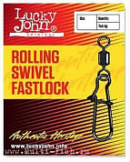 Вертлюги c застежкой Lucky John Pro Series ROLLING SWIVEL FASTLOCK №002, 7шт.