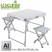 Стол складной Norfin BOREN NF Alu 80x60 +2 стула набор