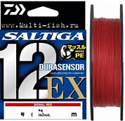 Шнур плетеный PE DAIWA UVF SALTIGA DURASENSOR х12EX+Si3 RED 300м, 0,405мм, 45кг, 100LB