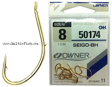 Крючки OWNER 50174 Seigo-BH gold №1, 6шт.