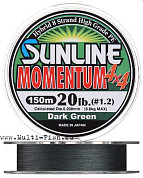 Плетеный шнур Sunline Momentum 4x4 HG 150м, 0,235мм, 13,5кг, #2.0, 30LB Темно-зеленая