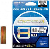 Шнур плетеный PE Shimano OCEA 8 PE 10м х 5color 500м, 0,37мм, #5, 44,9кг, 99Lb LD-A91S