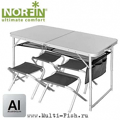 Стол складной Norfin RUNN NF Alu 120x60 +4 стула набор